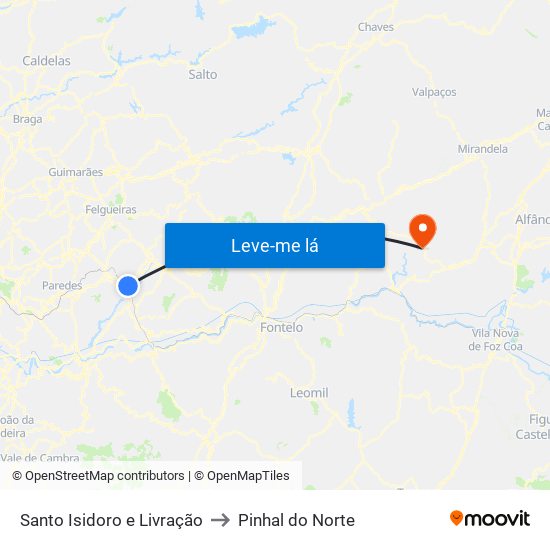Santo Isidoro e Livração to Pinhal do Norte map