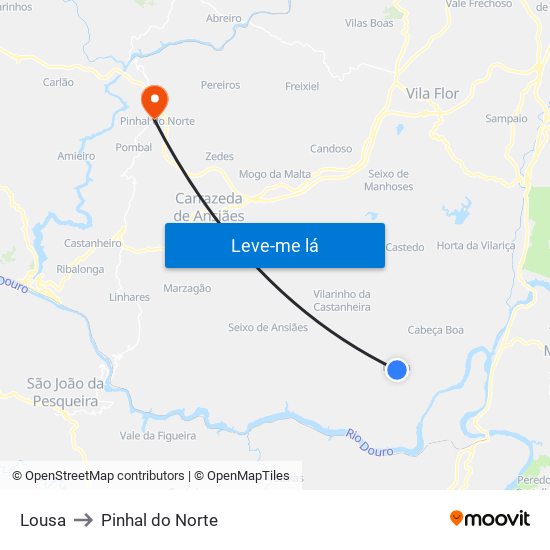 Lousa to Pinhal do Norte map