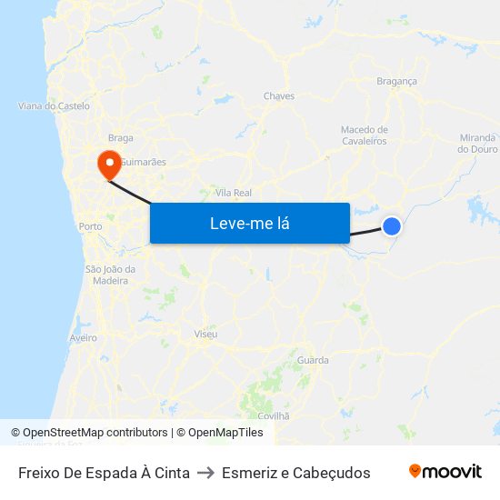 Freixo De Espada À Cinta to Esmeriz e Cabeçudos map