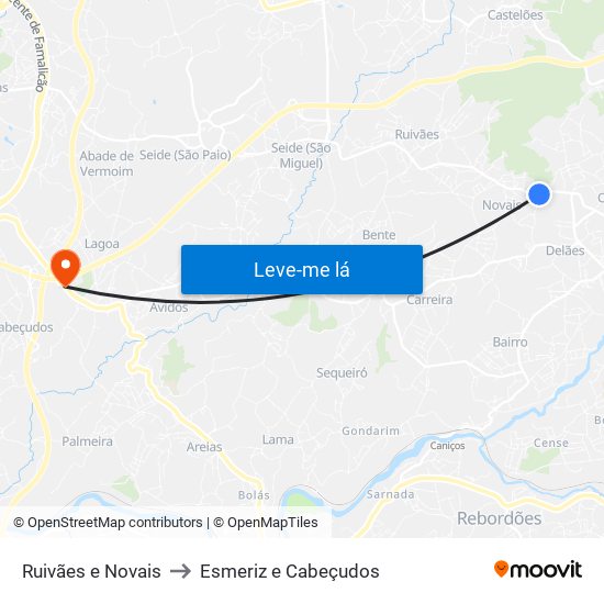 Ruivães e Novais to Esmeriz e Cabeçudos map