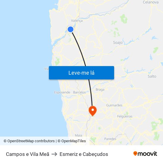 Campos e Vila Meã to Esmeriz e Cabeçudos map