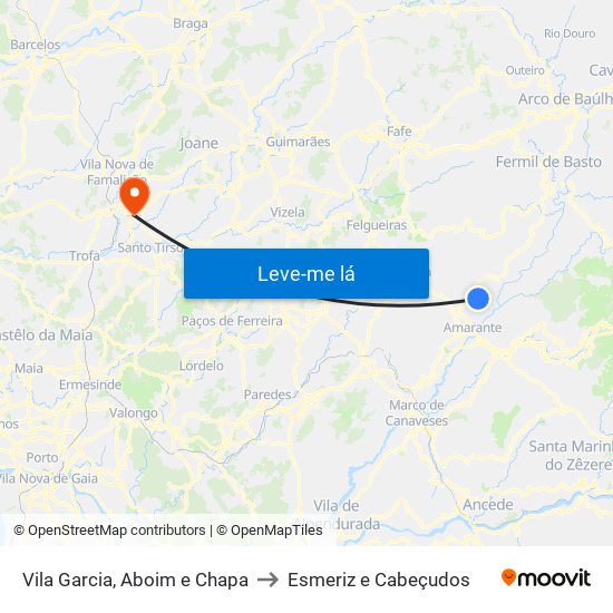 Vila Garcia, Aboim e Chapa to Esmeriz e Cabeçudos map