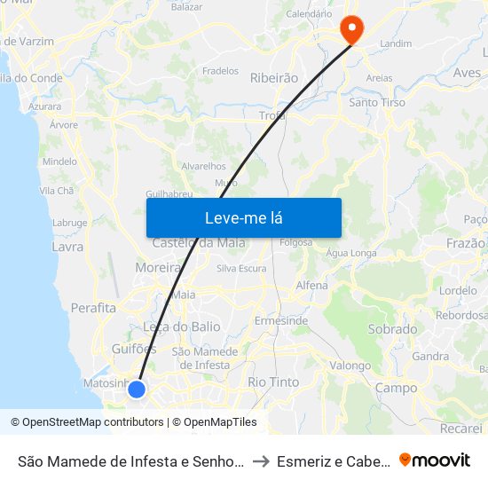 São Mamede de Infesta e Senhora da Hora to Esmeriz e Cabeçudos map