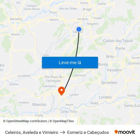 Celeirós, Aveleda e Vimieiro to Esmeriz e Cabeçudos map