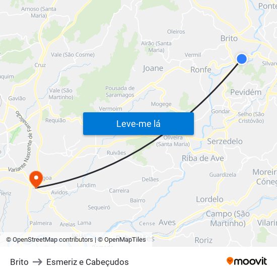 Brito to Esmeriz e Cabeçudos map