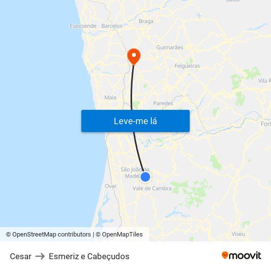 Cesar to Esmeriz e Cabeçudos map