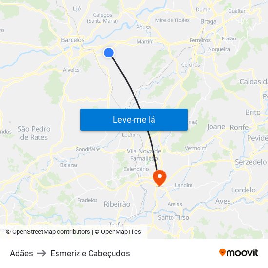 Adães to Esmeriz e Cabeçudos map