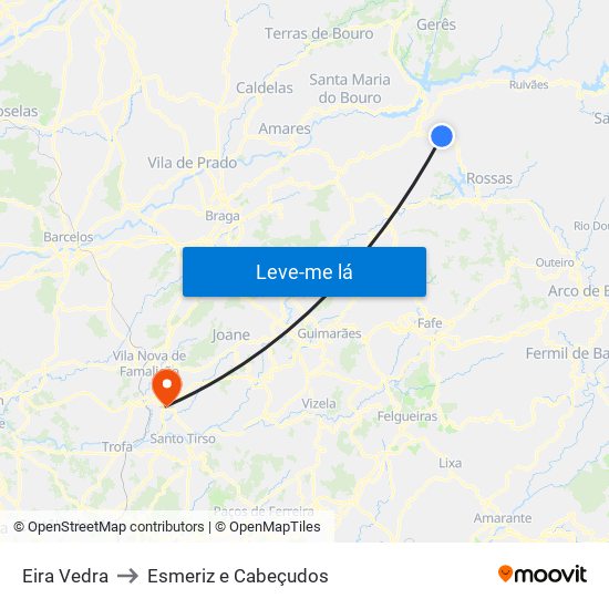 Eira Vedra to Esmeriz e Cabeçudos map