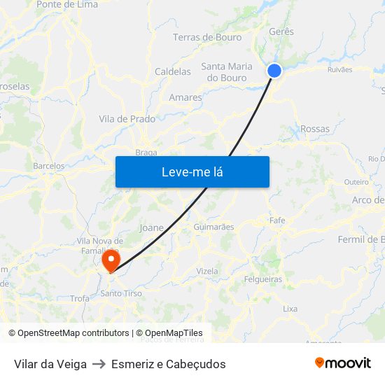 Vilar da Veiga to Esmeriz e Cabeçudos map