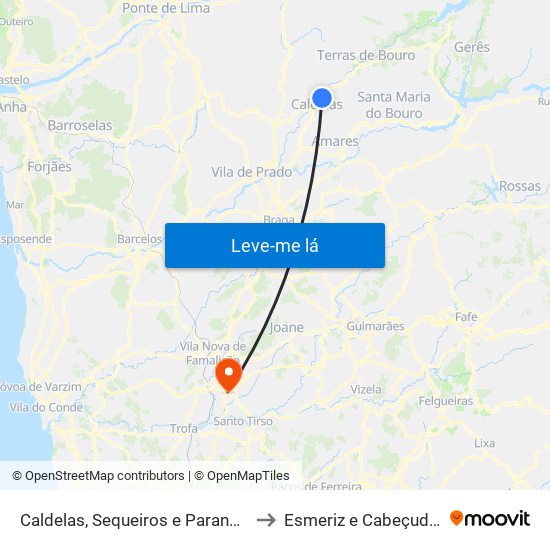 Caldelas, Sequeiros e Paranhos to Esmeriz e Cabeçudos map