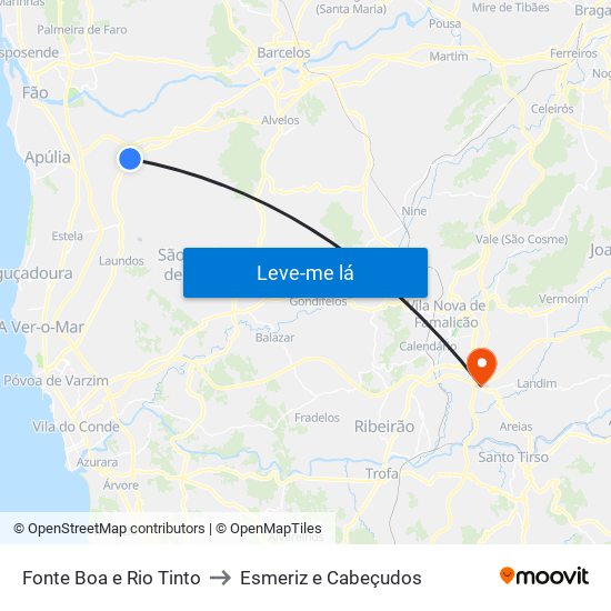 Fonte Boa e Rio Tinto to Esmeriz e Cabeçudos map