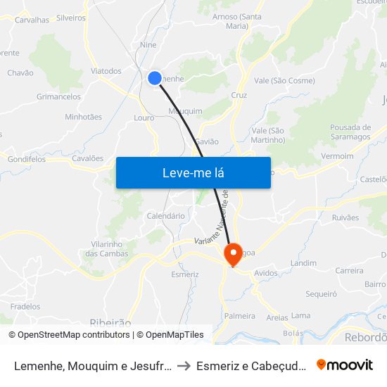 Lemenhe, Mouquim e Jesufrei to Esmeriz e Cabeçudos map