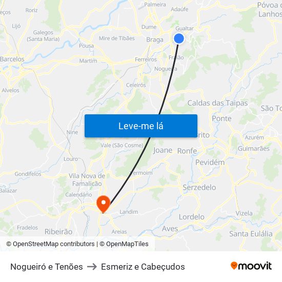 Nogueiró e Tenões to Esmeriz e Cabeçudos map