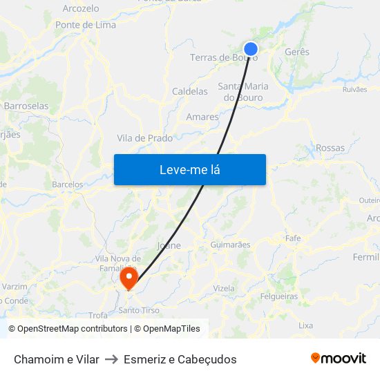 Chamoim e Vilar to Esmeriz e Cabeçudos map