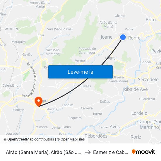 Airão (Santa Maria), Airão (São João) e Vermil to Esmeriz e Cabeçudos map