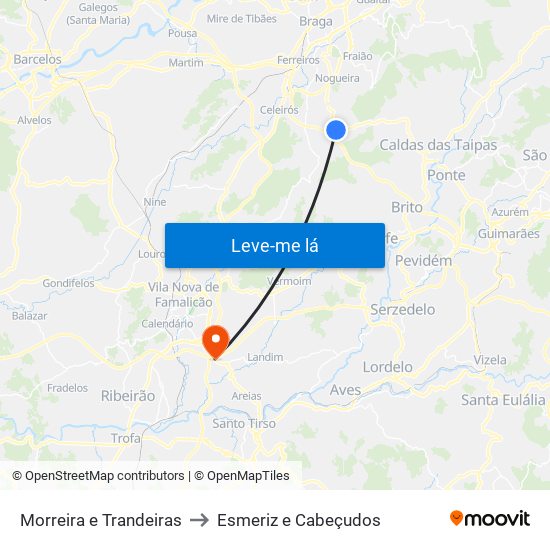 Morreira e Trandeiras to Esmeriz e Cabeçudos map