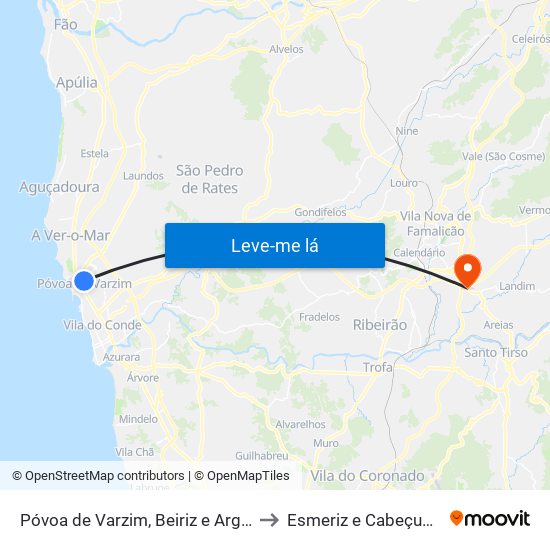 Póvoa de Varzim, Beiriz e Argivai to Esmeriz e Cabeçudos map