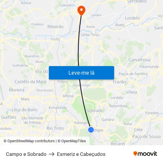 Campo e Sobrado to Esmeriz e Cabeçudos map