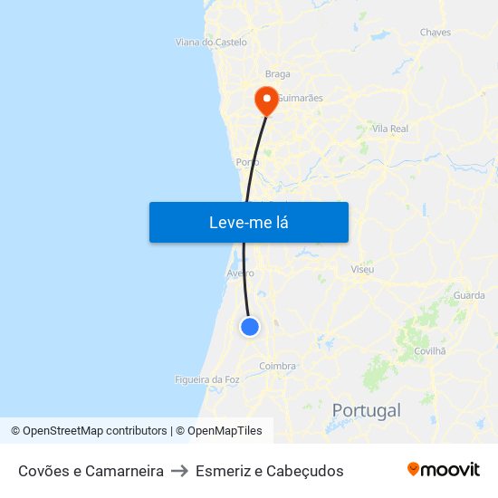 Covões e Camarneira to Esmeriz e Cabeçudos map