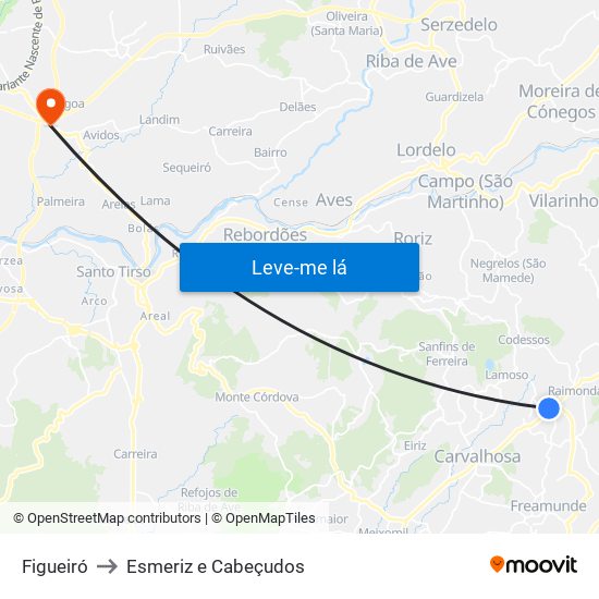 Figueiró to Esmeriz e Cabeçudos map