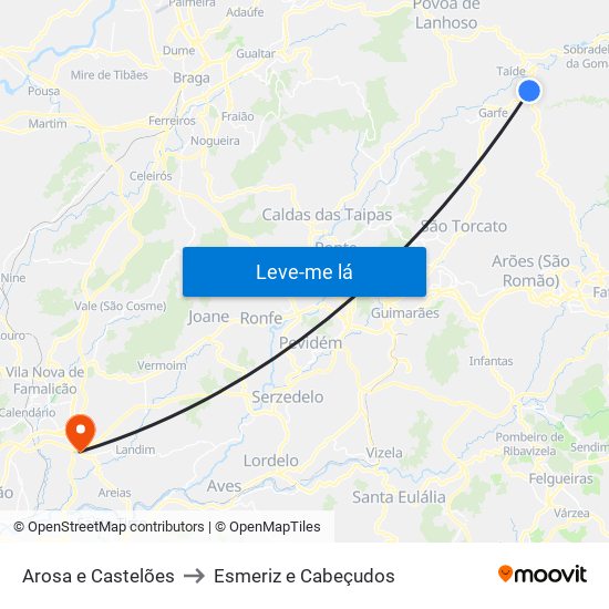 Arosa e Castelões to Esmeriz e Cabeçudos map