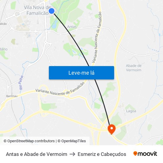 Antas e Abade de Vermoim to Esmeriz e Cabeçudos map