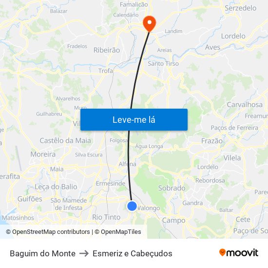 Baguim do Monte to Esmeriz e Cabeçudos map