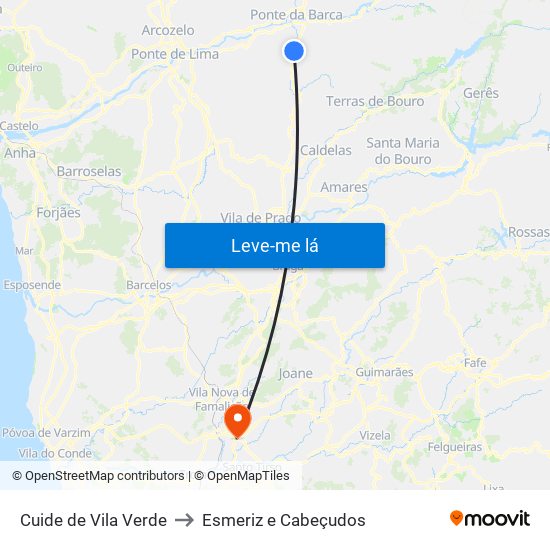 Cuide de Vila Verde to Esmeriz e Cabeçudos map