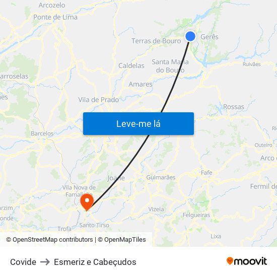Covide to Esmeriz e Cabeçudos map