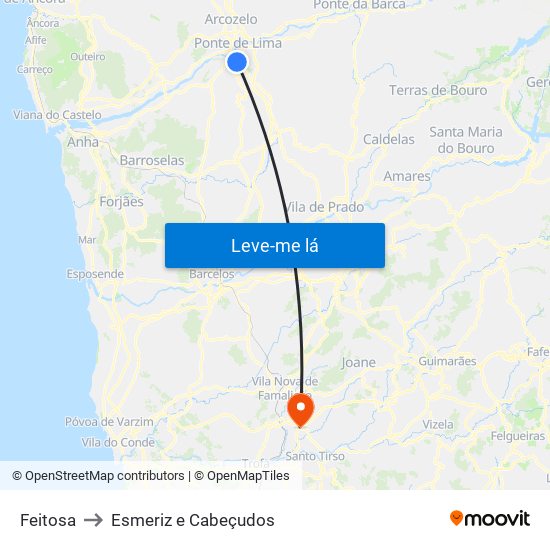 Feitosa to Esmeriz e Cabeçudos map