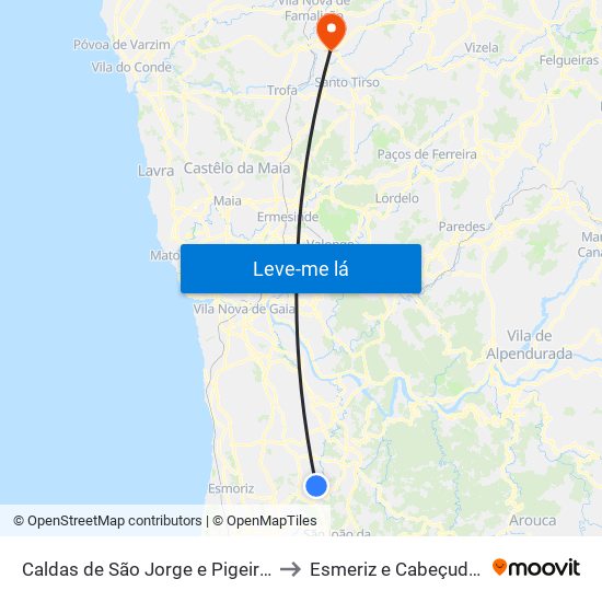 Caldas de São Jorge e Pigeiros to Esmeriz e Cabeçudos map