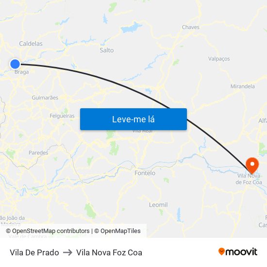 Vila De Prado to Vila Nova Foz Coa map