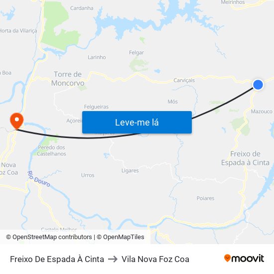 Freixo De Espada À Cinta to Vila Nova Foz Coa map