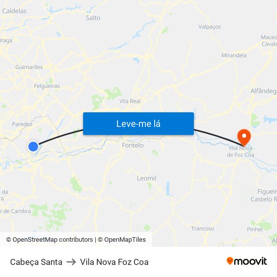 Cabeça Santa to Vila Nova Foz Coa map