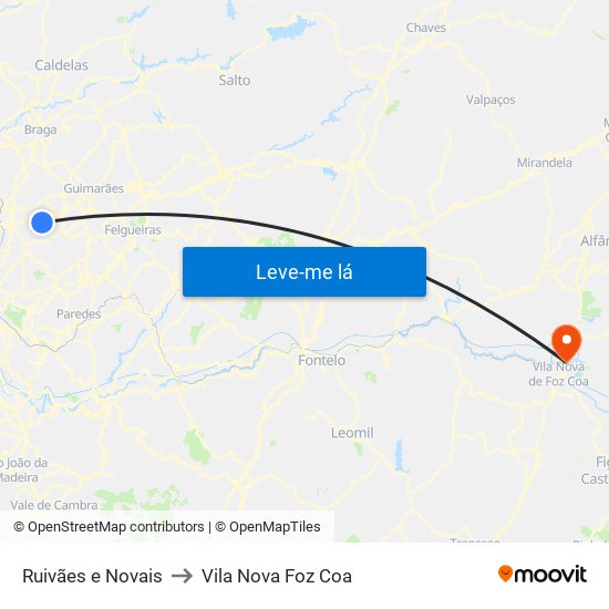 Ruivães e Novais to Vila Nova Foz Coa map