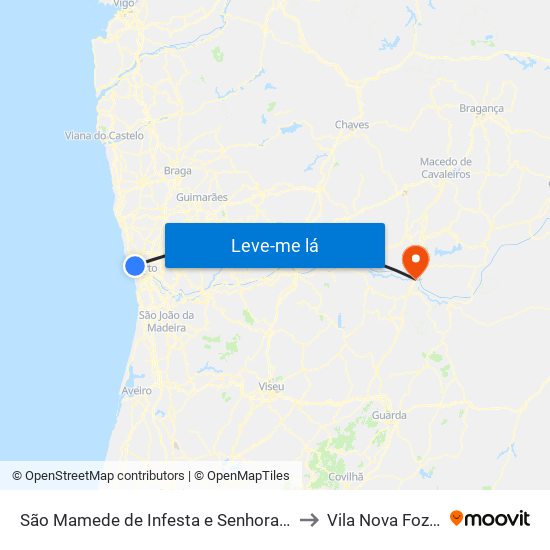 São Mamede de Infesta e Senhora da Hora to Vila Nova Foz Coa map