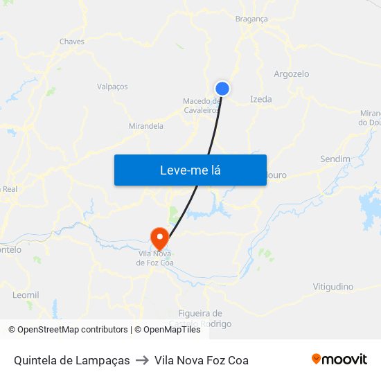 Quintela de Lampaças to Vila Nova Foz Coa map