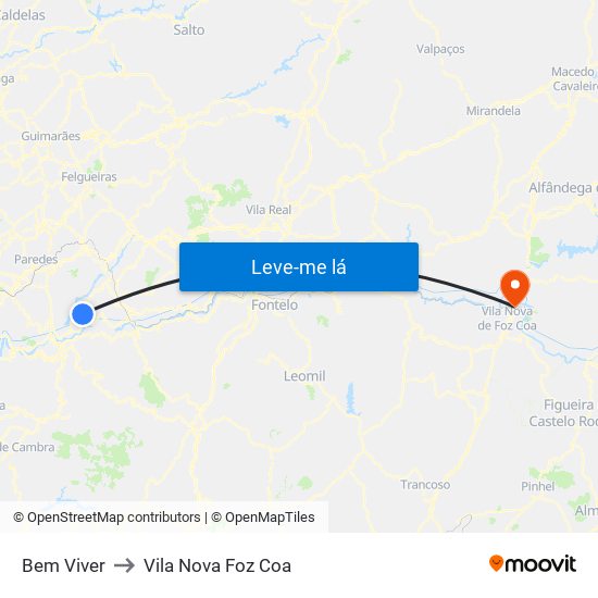 Bem Viver to Vila Nova Foz Coa map