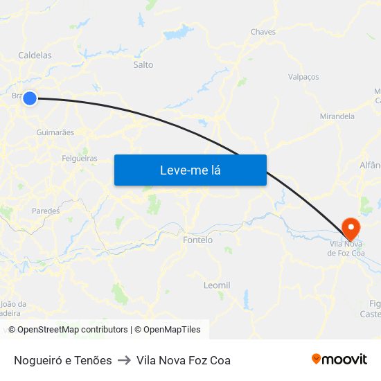 Nogueiró e Tenões to Vila Nova Foz Coa map