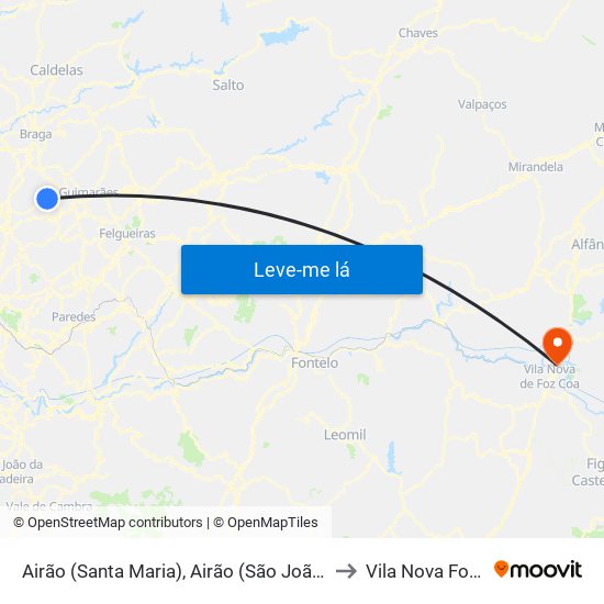 Airão (Santa Maria), Airão (São João) e Vermil to Vila Nova Foz Coa map
