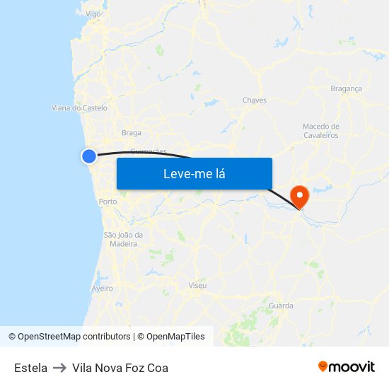 Estela to Vila Nova Foz Coa map