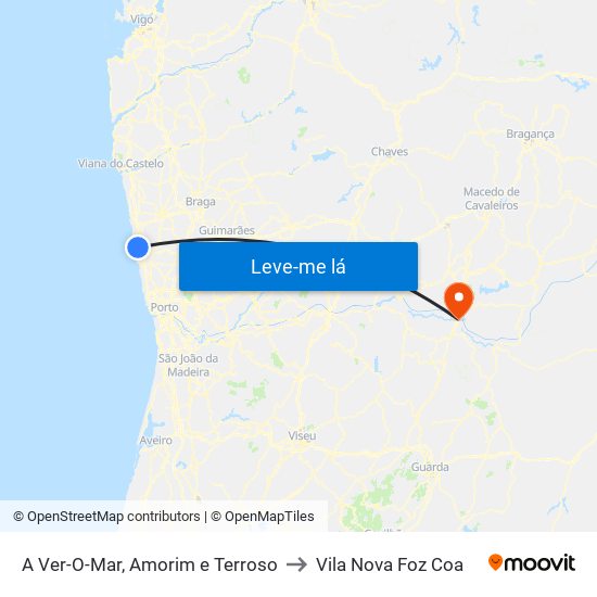 A Ver-O-Mar, Amorim e Terroso to Vila Nova Foz Coa map