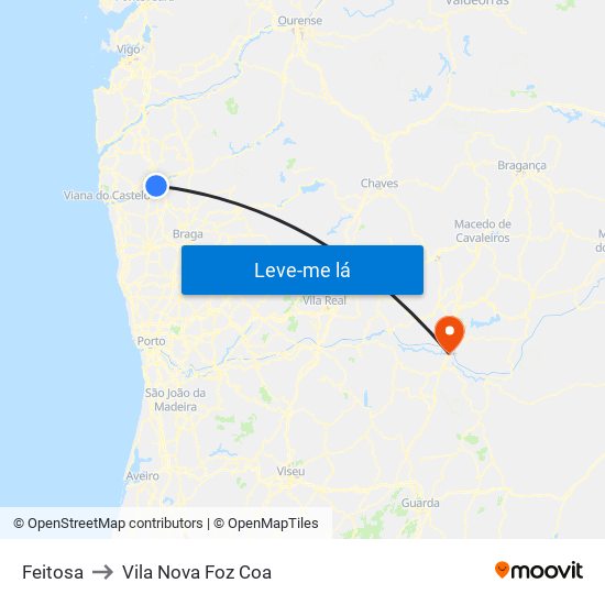 Feitosa to Vila Nova Foz Coa map