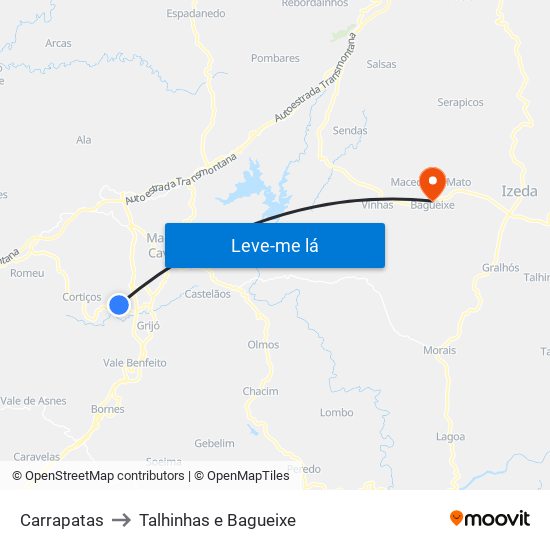 Carrapatas to Talhinhas e Bagueixe map