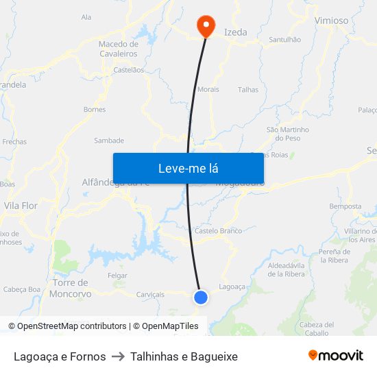 Lagoaça e Fornos to Talhinhas e Bagueixe map