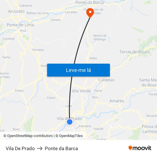 Vila De Prado to Ponte da Barca map