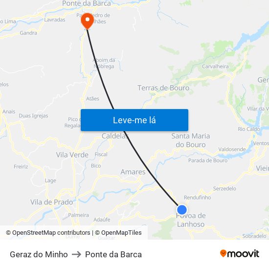 Geraz do Minho to Ponte da Barca map