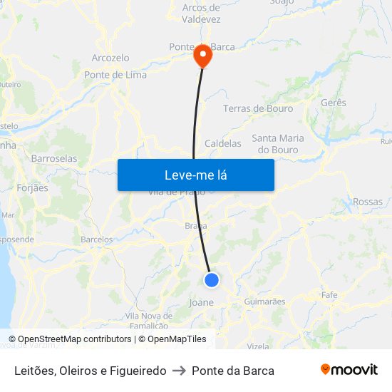 Leitões, Oleiros e Figueiredo to Ponte da Barca map