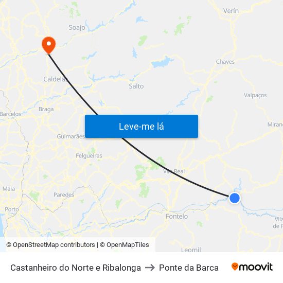 Castanheiro do Norte e Ribalonga to Ponte da Barca map