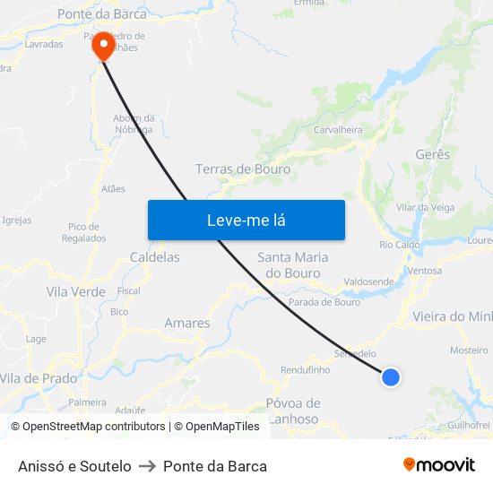 Anissó e Soutelo to Ponte da Barca map